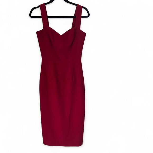 Dress the Population Nicole Sweetheart Neck Bodycon Midi Dress Garnet XS - Picture 8 of 8